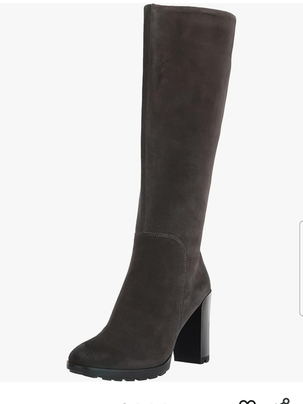 Kenneth Cole Justin 2.0 NY Tall Geniun Suede Block Heel Boots - Charcoal Size6.5